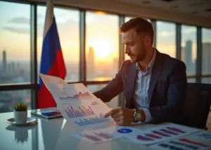 Индивидуальный предприниматель работает с документами и расчетами налогового вычета в офисе